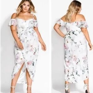 City Chic Plus Floral Maxi Dress Size 18 Wedding Guest Party Summer NWT